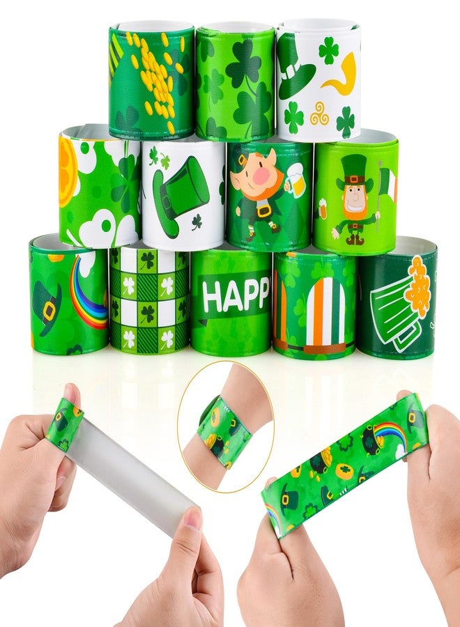 DimiGlobal St Patricks Day Slap Bracelets Bulk Saint Patrick's Day bracelets for Kids Shamrock Snap Bracelets St Pattys Day Party Favor Supplies Holiday Gifts Classroom Prizes Goodie Bag Stuffers (24) - Image 4